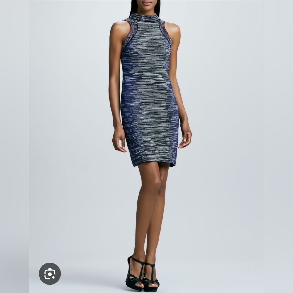 Missoni Striped Elegant Gray and Purple Women's Mini Dress Size 38 NWT